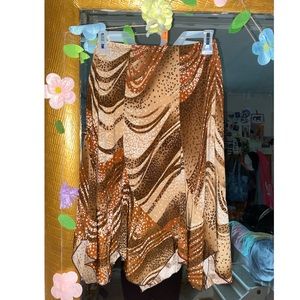 Multicolored brown print skirt